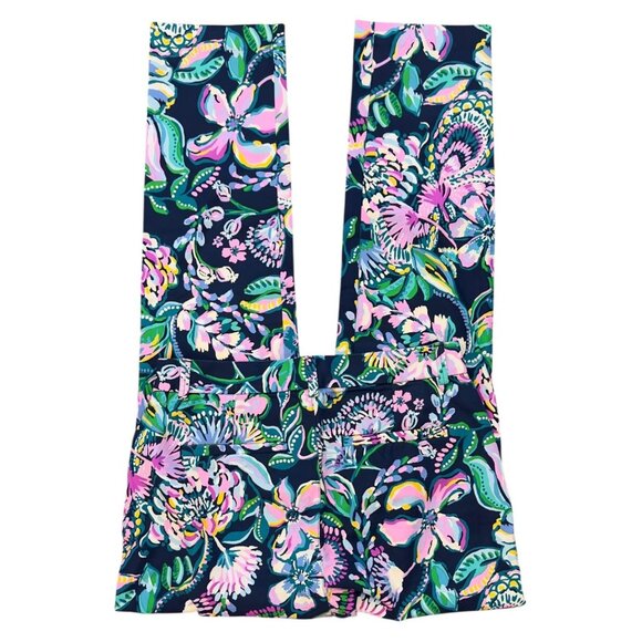 Lilly Pulitzer Kelly Stretch Pants Size 4 High Tide Navy She's Got Sol Floral - Picture 6 of 10